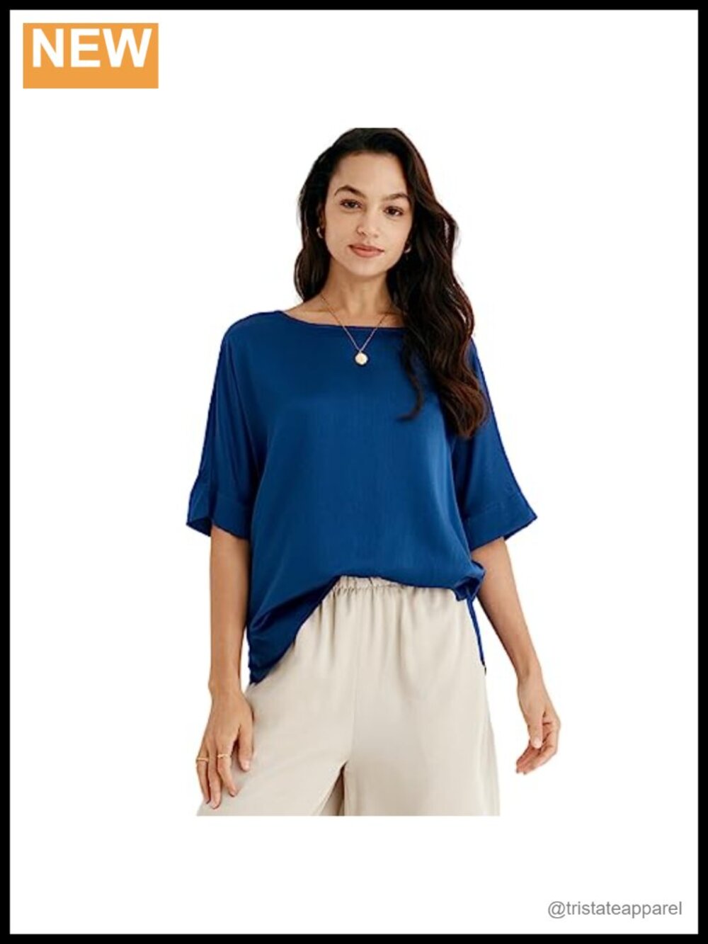 Silk Blend T-Shirt Loose Fit Summer Tee Short Sleeve Round Neck Casual